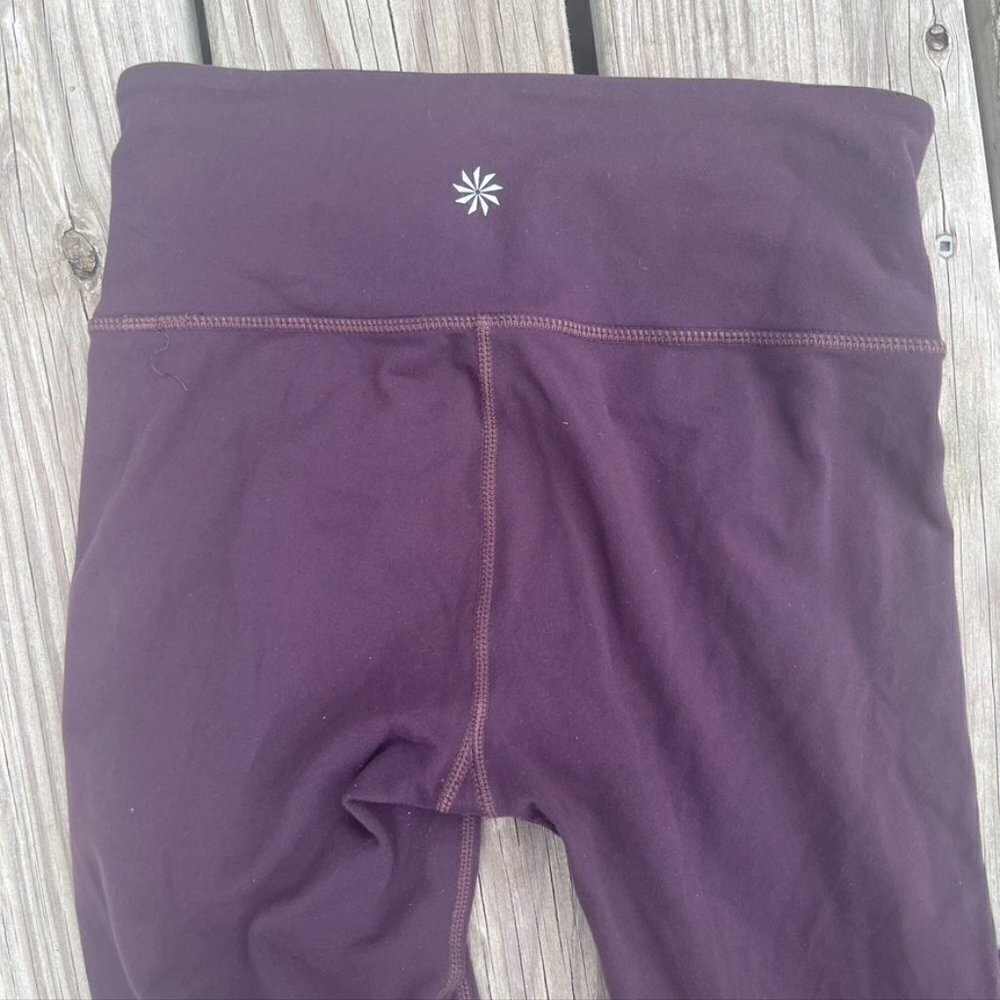 ** Athleta Leggings Sz XS Maroon Purple Salutation 7/8 Tight High Waist - Picture 8 of 9